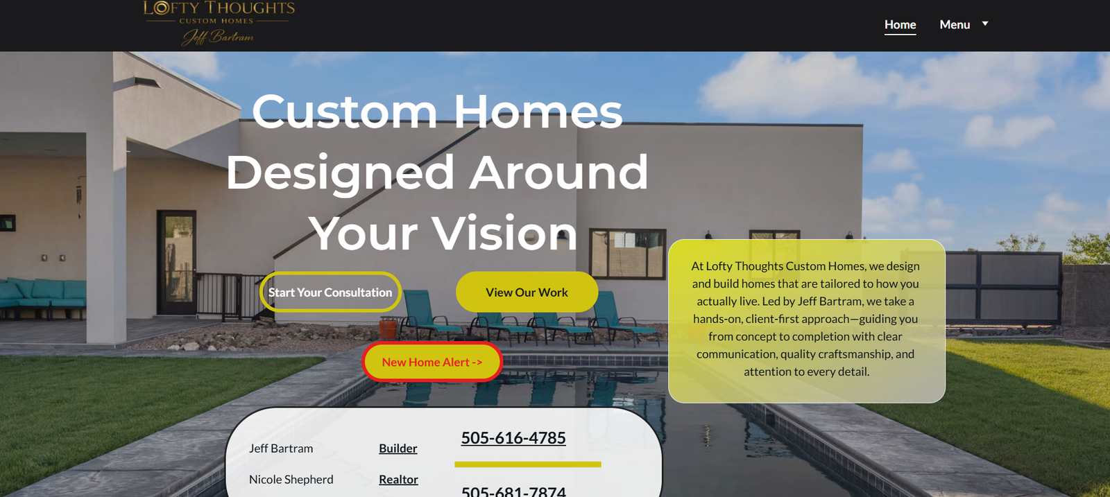 Custom home builder website — ROILevel portfolio